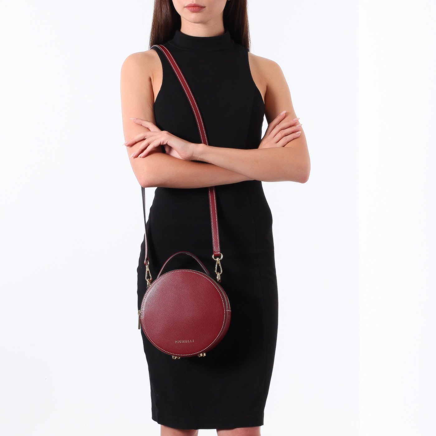 Круглая кожаная сумочка Piumelli Tamburello