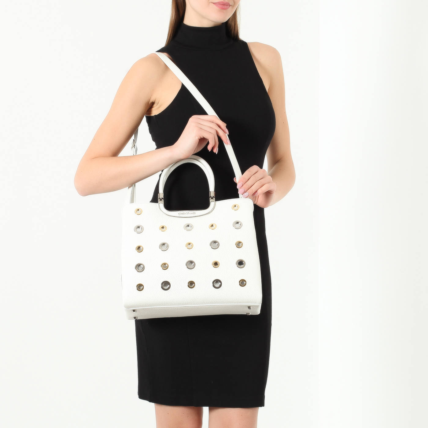 Кожаная сумка с клепками Gilda Tonelli Niagara Lamin