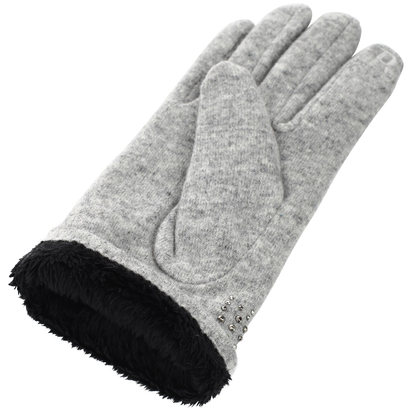 Серые перчатки с декором Pia Rossini 