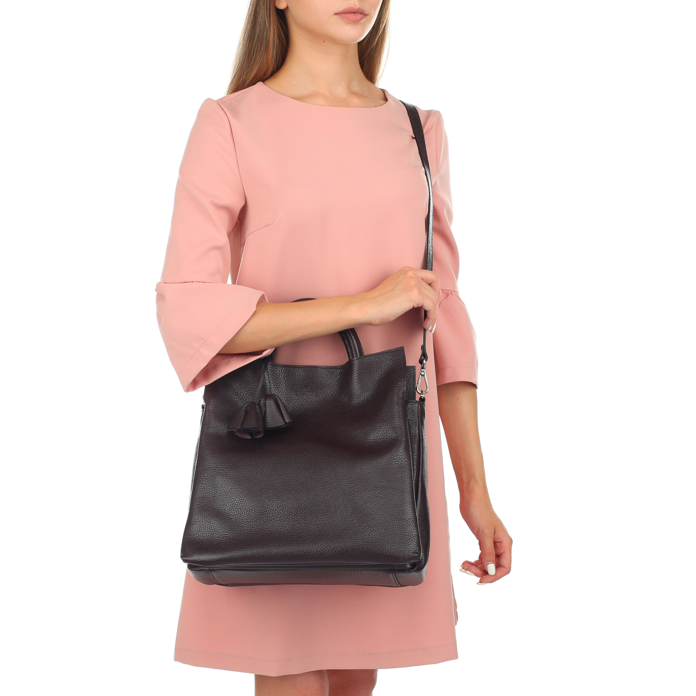 Бордовая кожаная сумка Chatte 