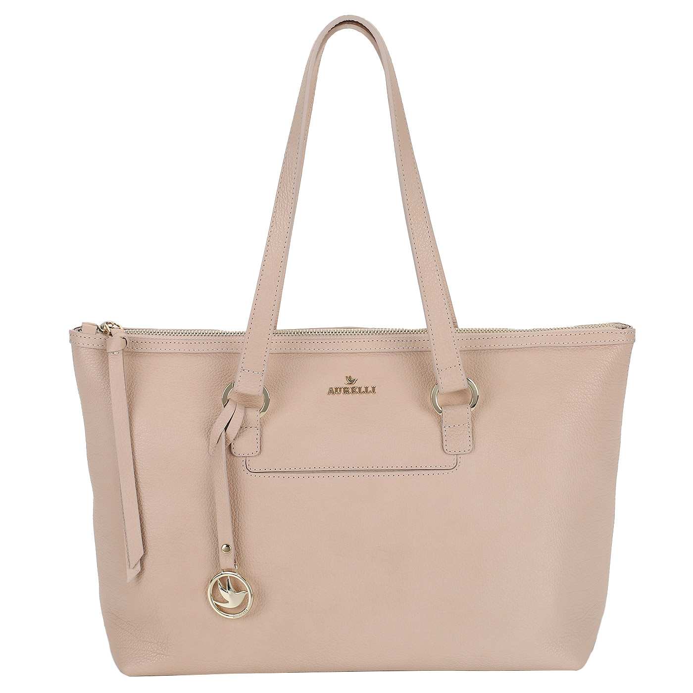 Aurelli Розово-бежевая сумка с брелоком