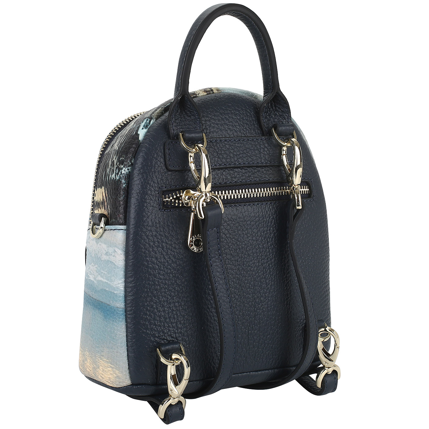 Маленький кожаный рюкзачок с принтом Chatte 