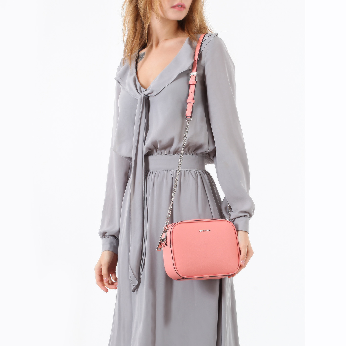 Сумочка на молнии из сафьяна Cromia Perla