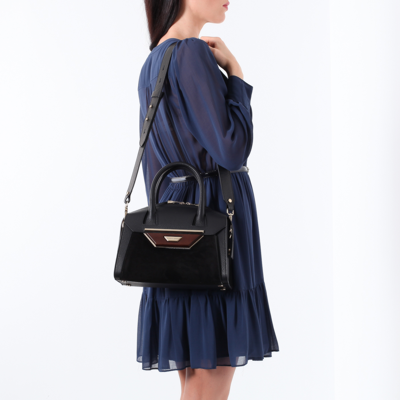 Черная сумка с замшей Gironacci 