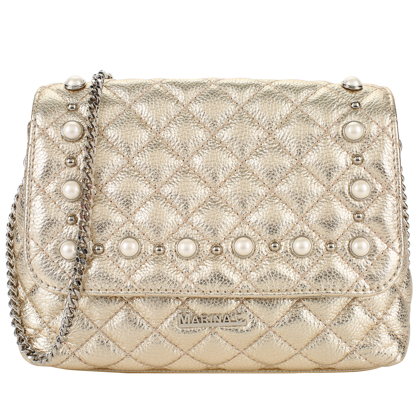 Marina Creazioni Маленькая сумочка из металлизированной кожи