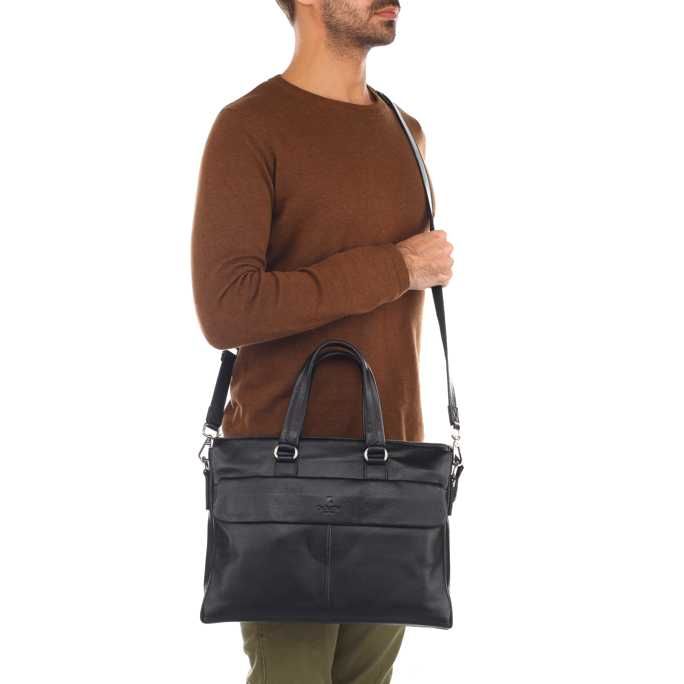 Деловая кожаная сумка с отделением для ноутбука Dr. Koffer 