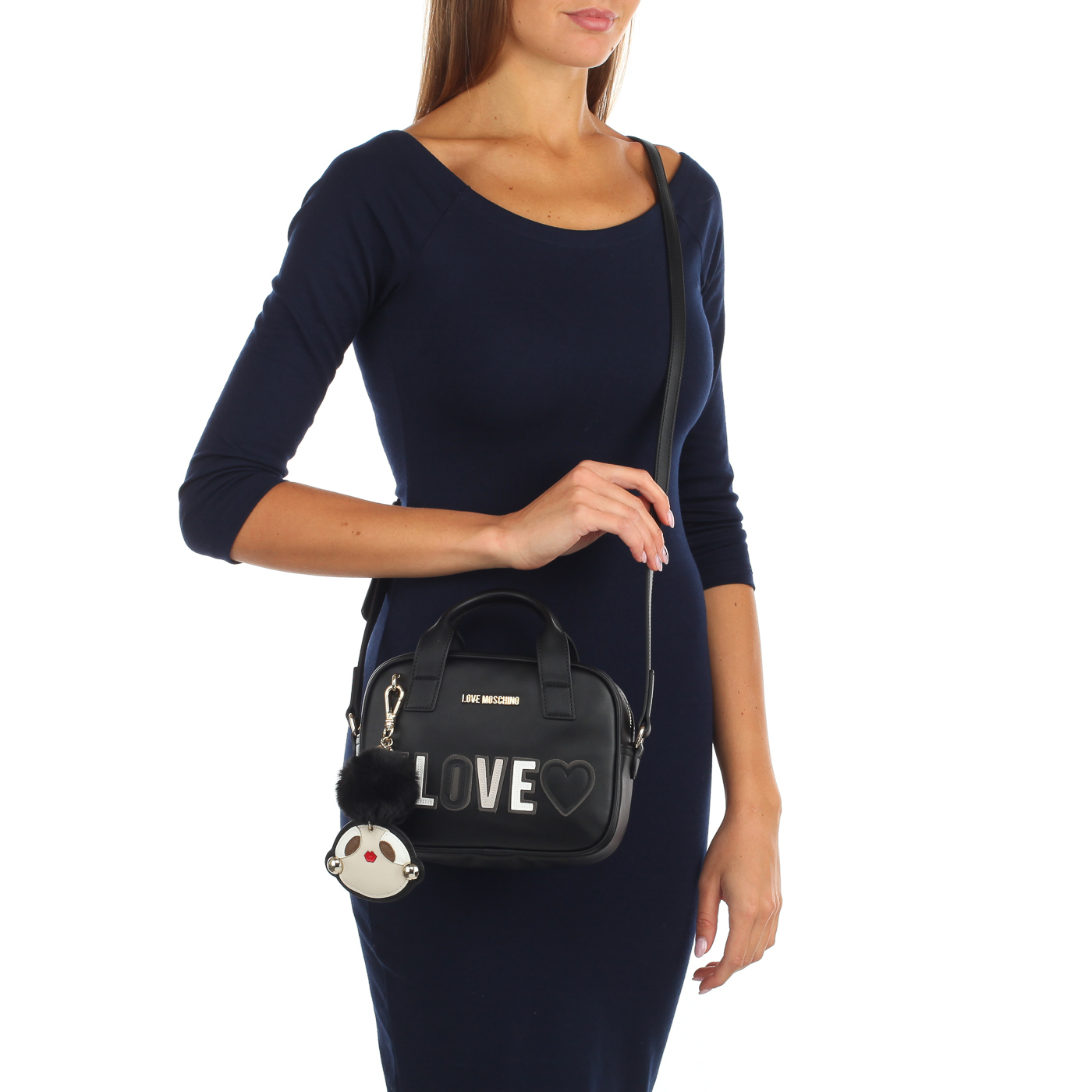 Сумочка с ручками и ремешком Love Moschino Girly Pom Pom