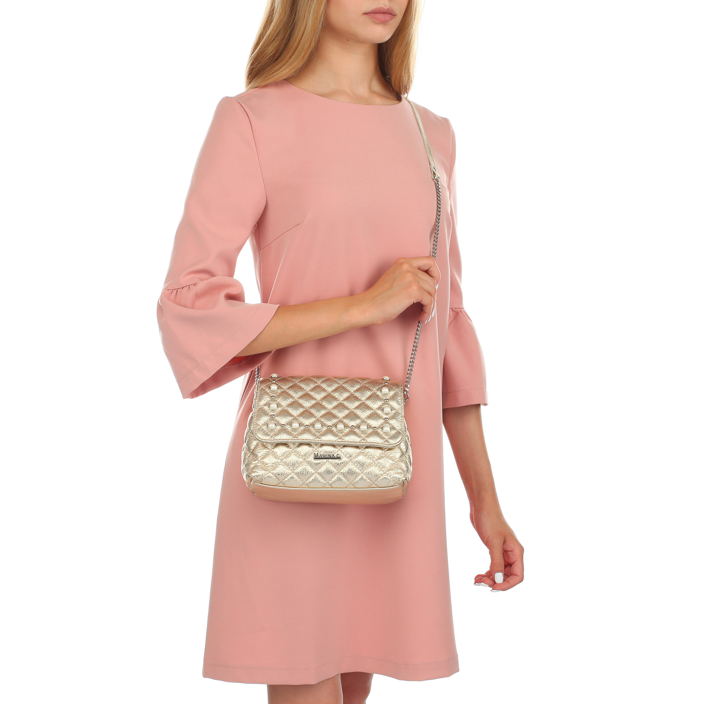 Маленькая сумочка из металлизированной кожи Marina Creazioni 