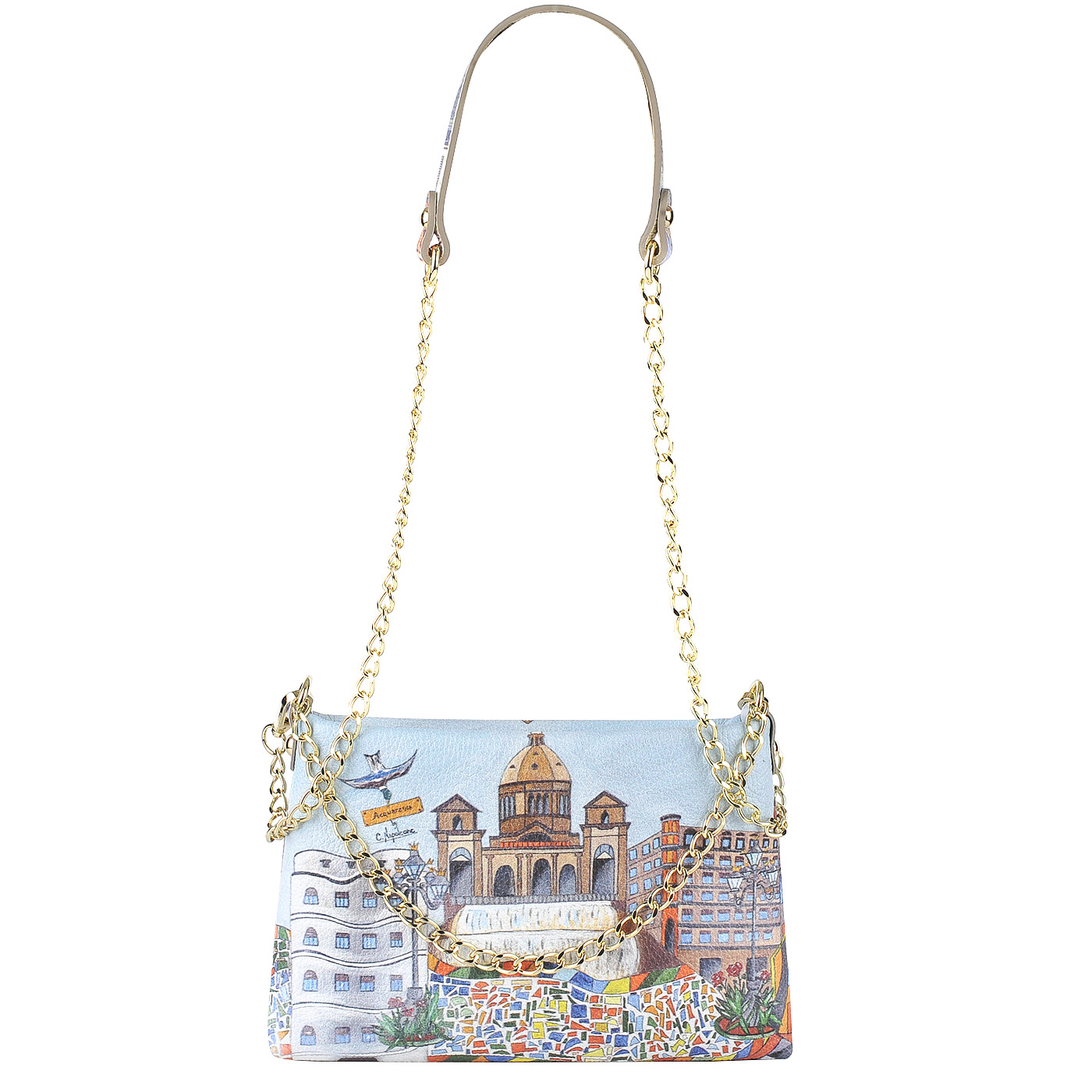 Acquanegra Кожаная сумка с принтом