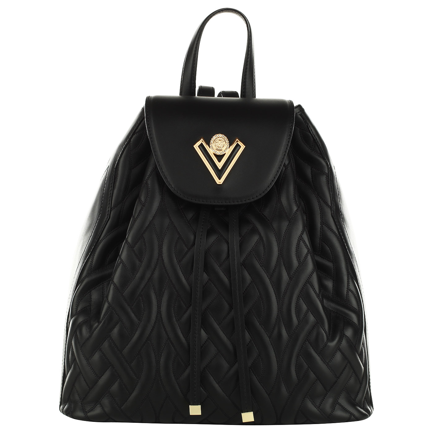 Valentino Orlandi Черный кожаный рюкзак