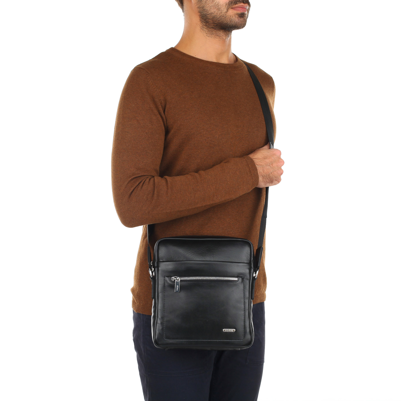 Мужская кожаная сумка через плечо Stevens 