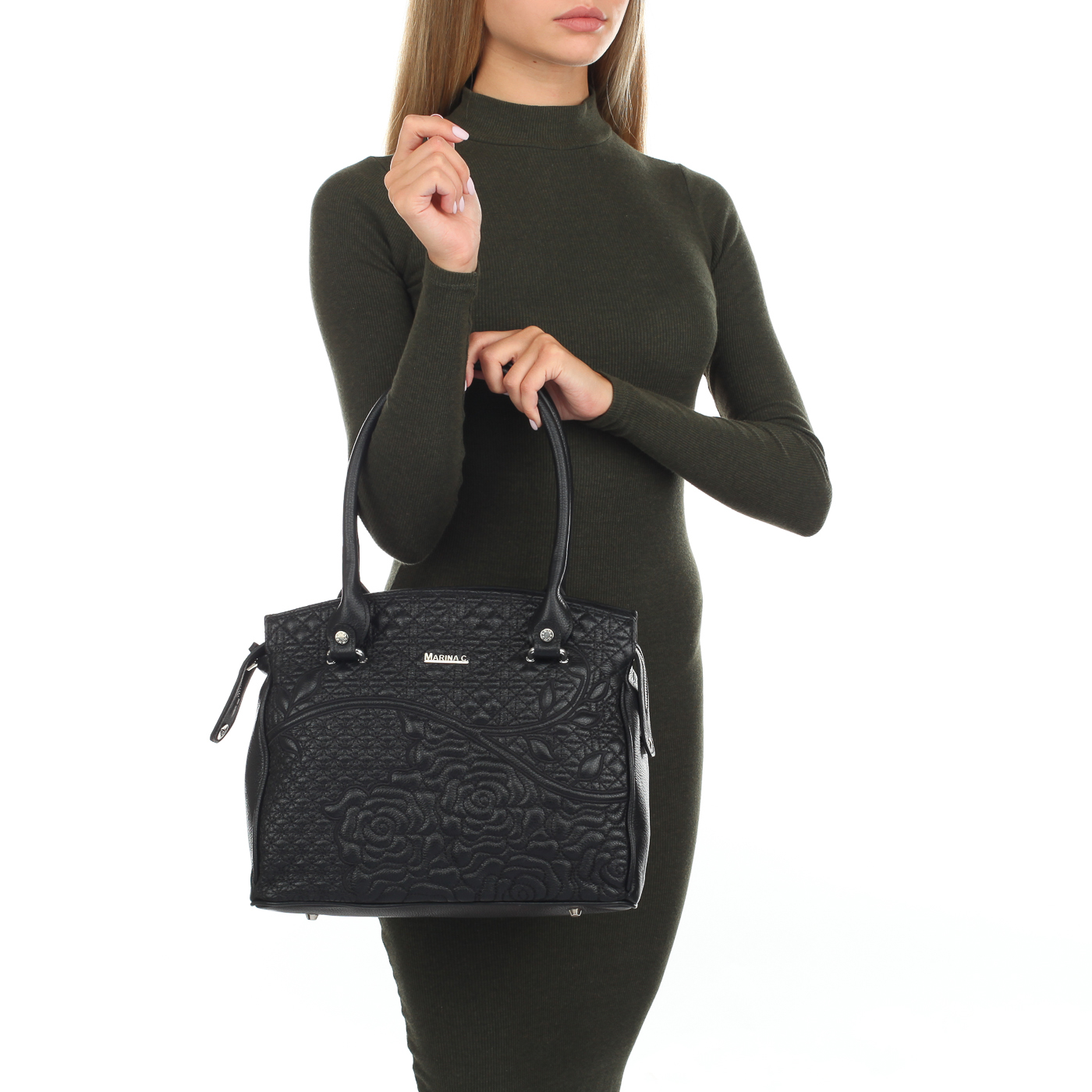 Кожаная сумка с длинными ручками Marina Creazioni 