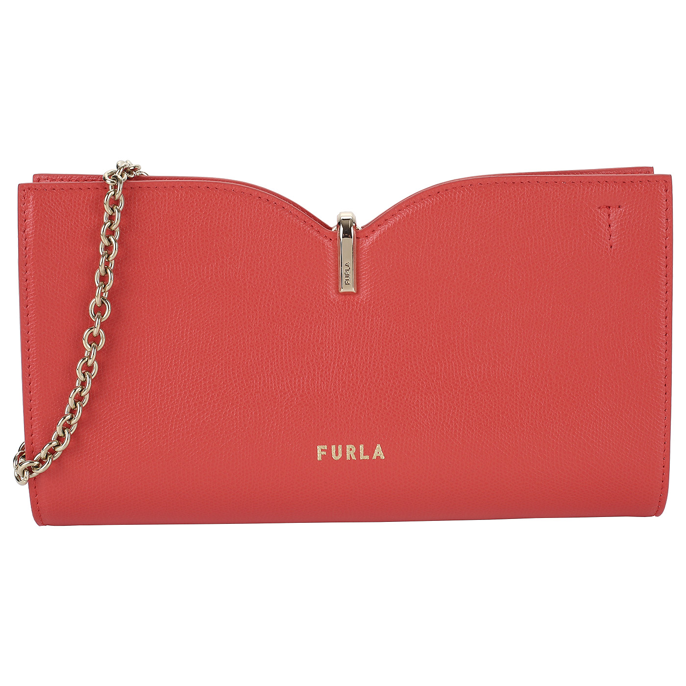 Furla Коралловый кожаный клатч
