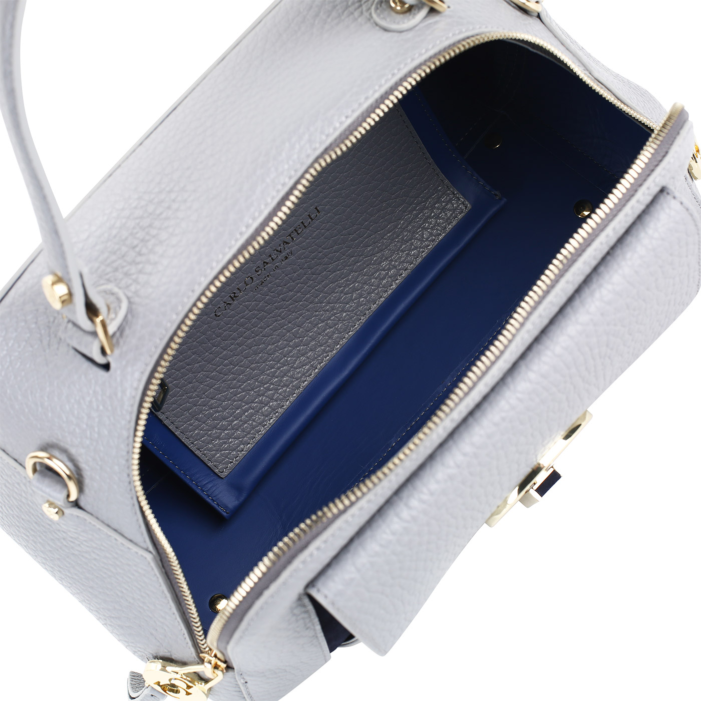 Серая кожаная сумка Carlo Salvatelli Cervino