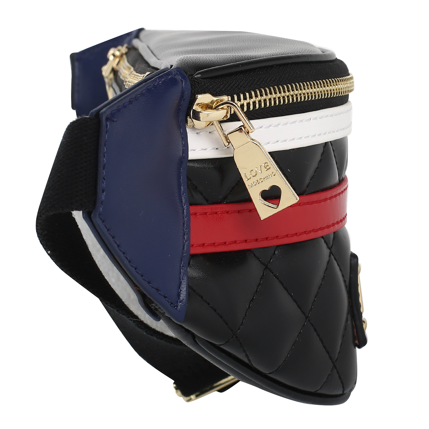 Поясная сумочка на молнии Love Moschino Striped Quilted