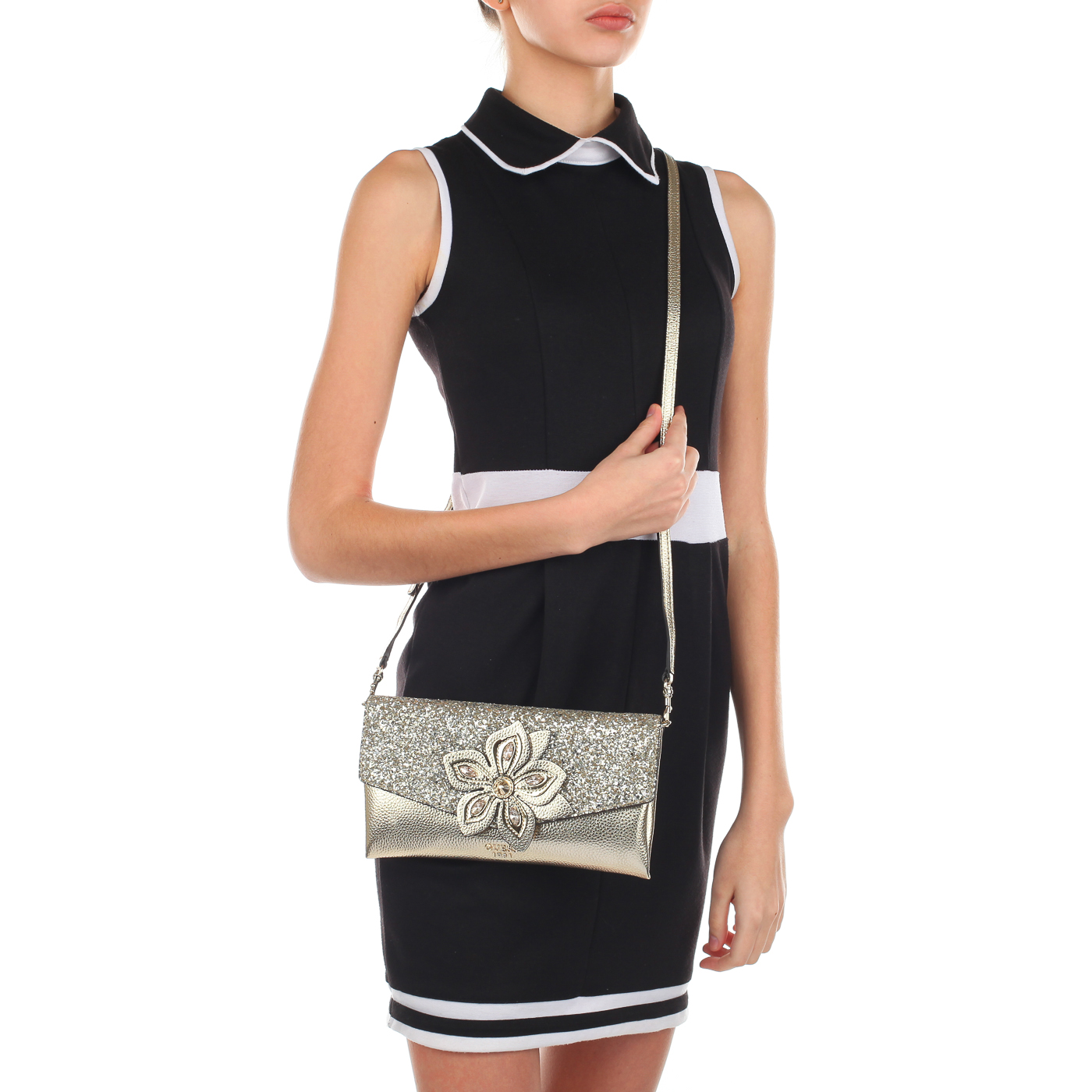 Золотистая женская сумочка с глиттером Guess Ever After