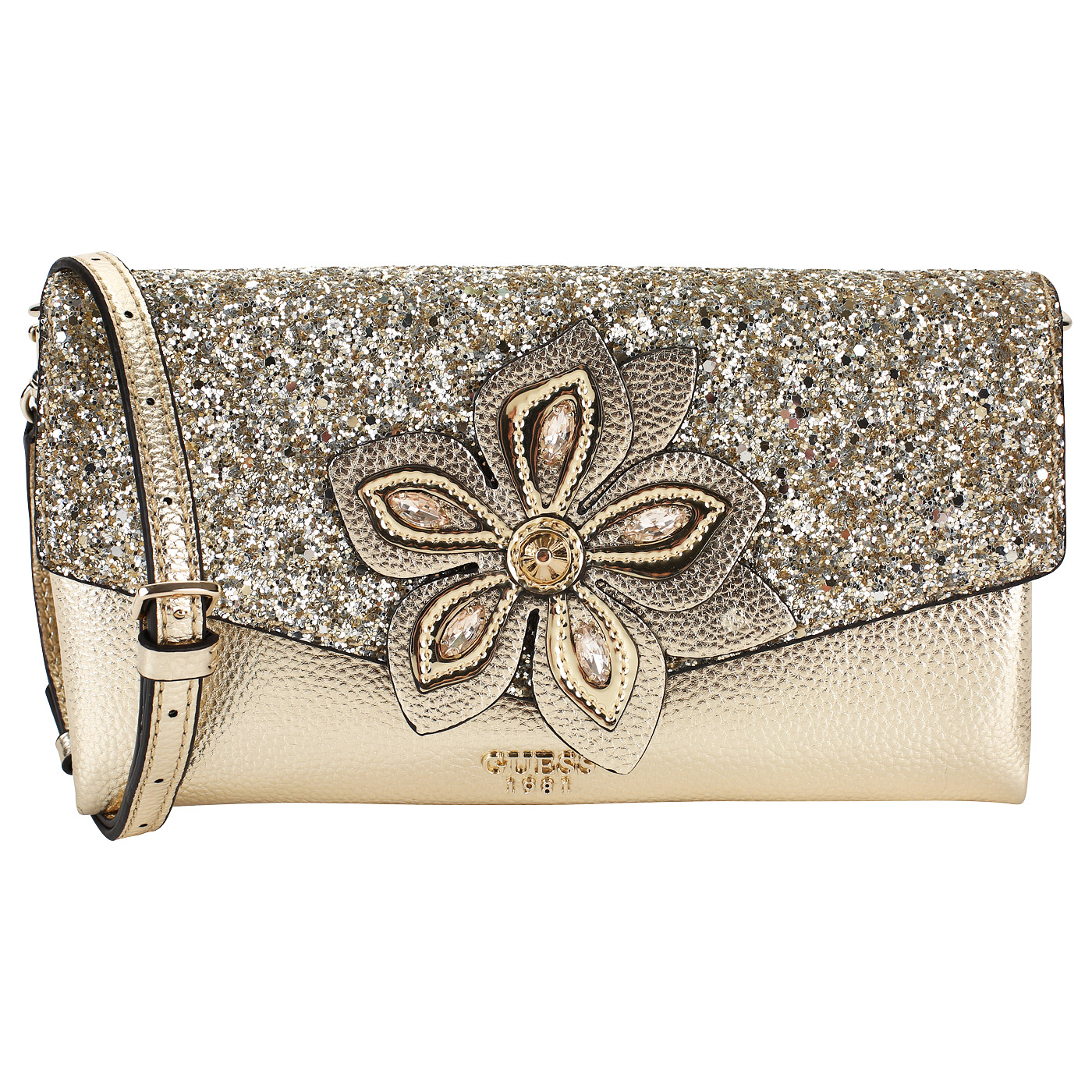 Guess Золотистая женская сумочка с глиттером