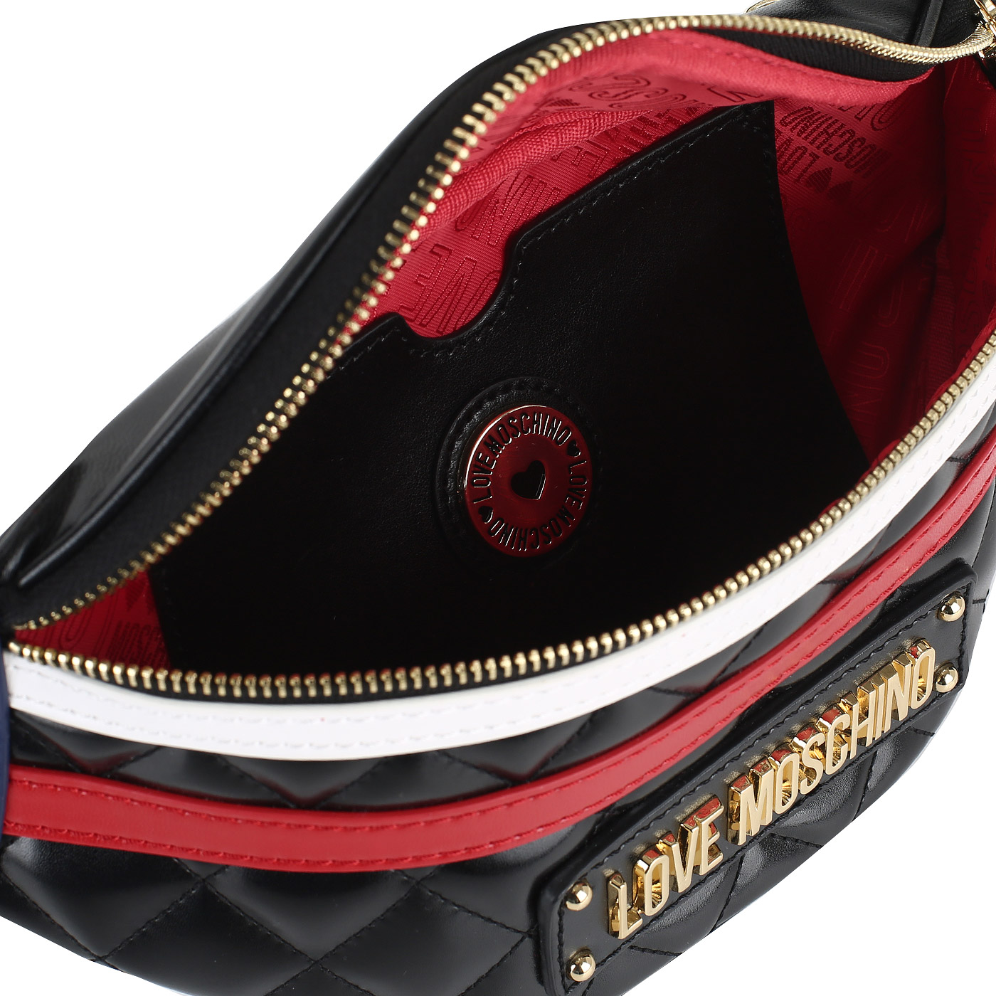 Поясная сумочка на молнии Love Moschino Striped Quilted