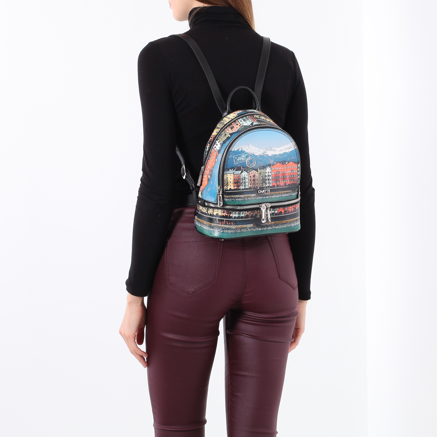 Сафьяновый рюкзак с принтом Chatte 