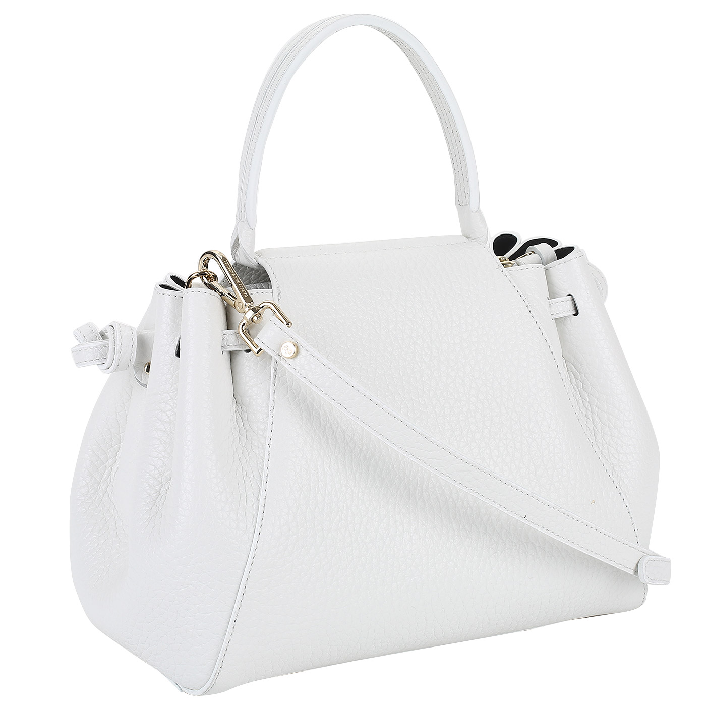 Белая кожаная сумка Carlo Salvatelli Cervino