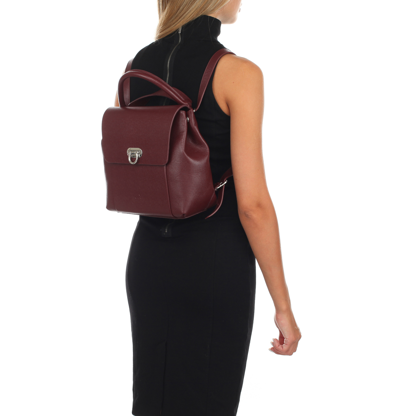 Бордовый кожаный рюкзак Chatte 