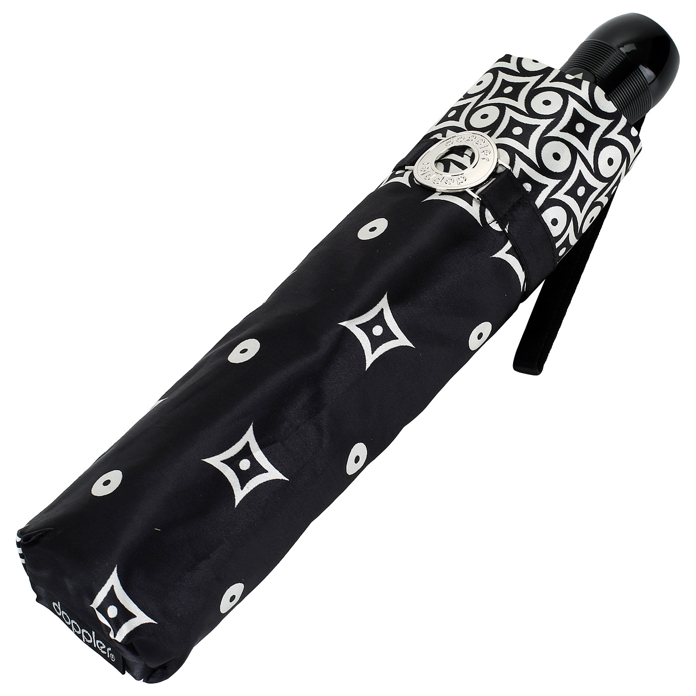 Черный женский зонт с узором Doppler Dual