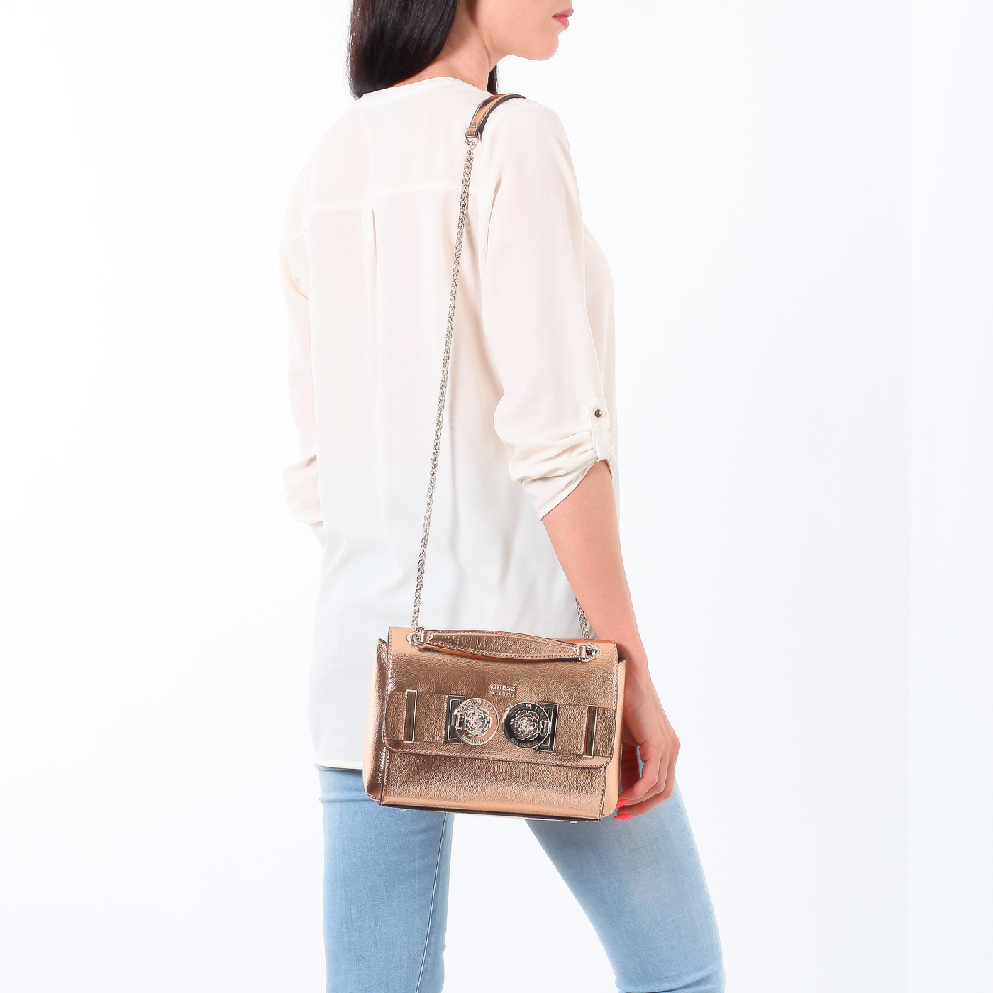 Золотистая сумочка Guess Carina