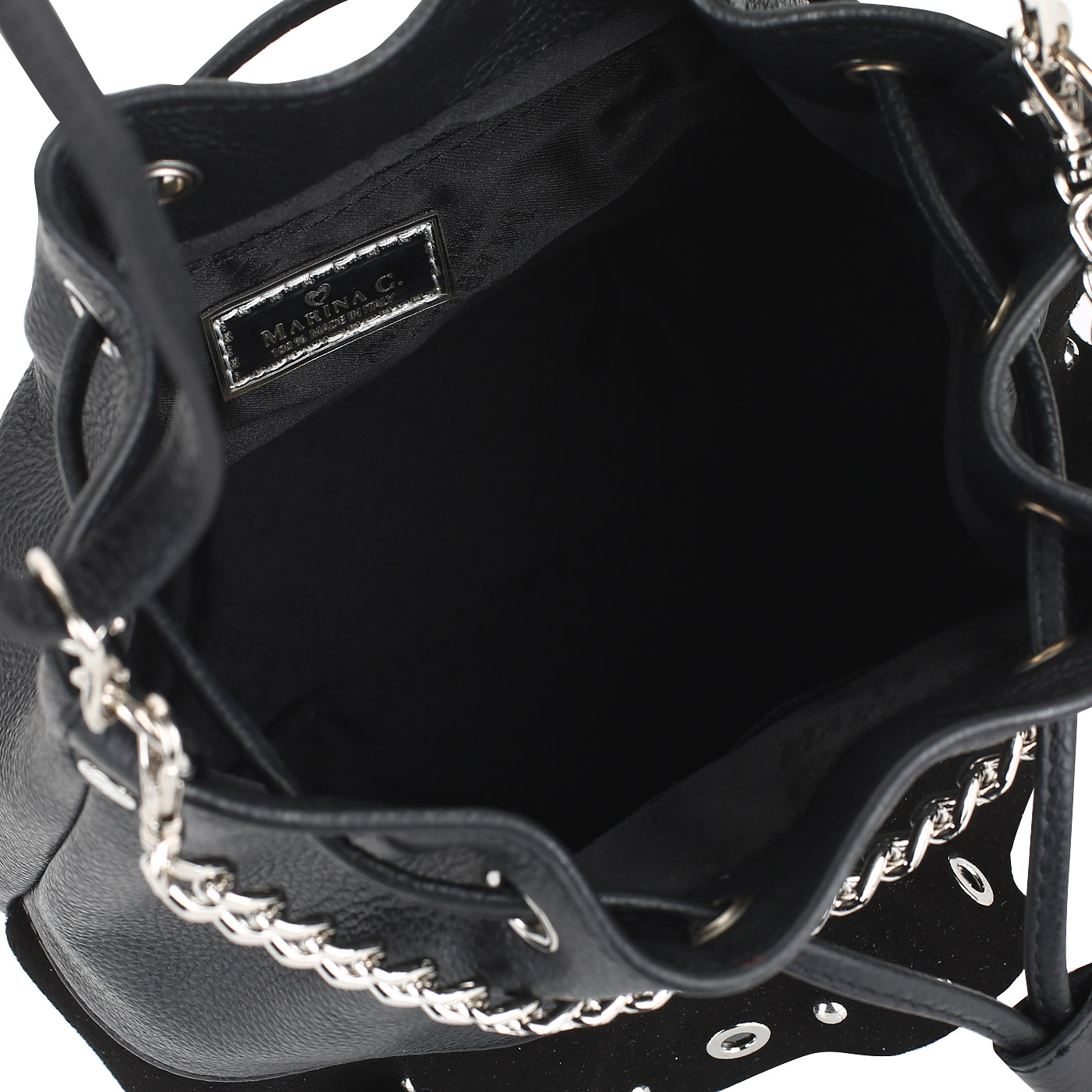 Черная кожаная сумочка Marina Creazioni 